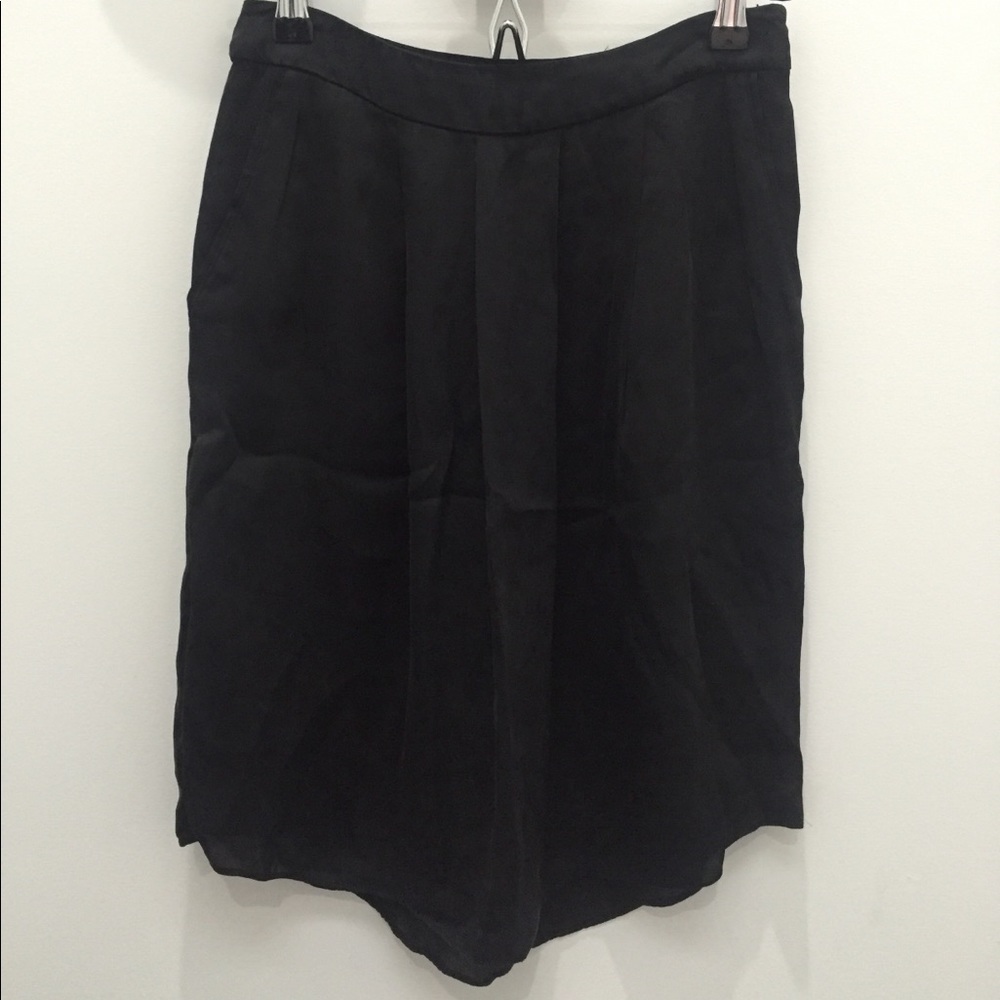 Theyskens Theory black silk above-the-knee skirt